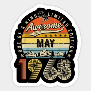 Awesome Since May 1968 Vintage 55th Birthday Sticker